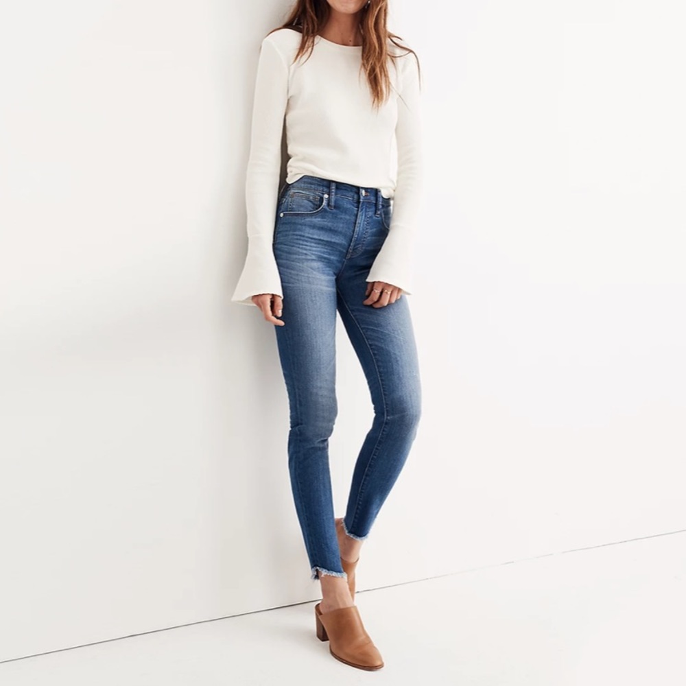 Madewell 10” High-Rise Skinny Jeans: Tulip Hem Edition Medium Wash Raw Hem